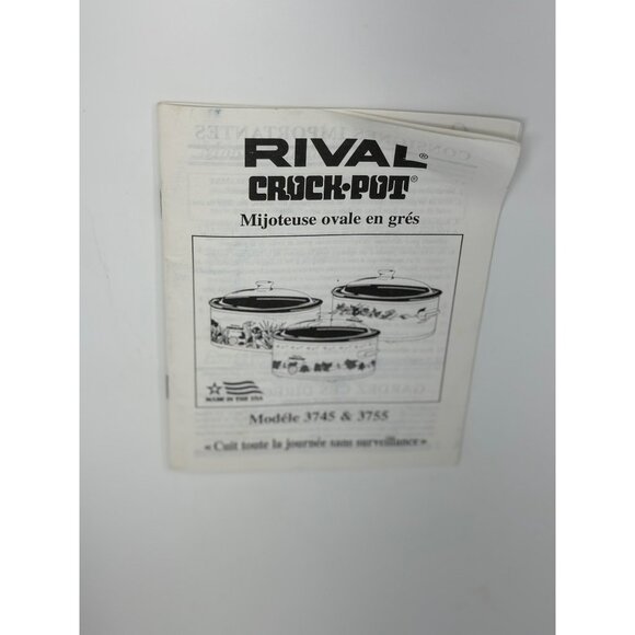 Rival Crock-Pot User Guide | Stoneware Original Manual for Models 3745 / 3755 - Picture 3 of 4
